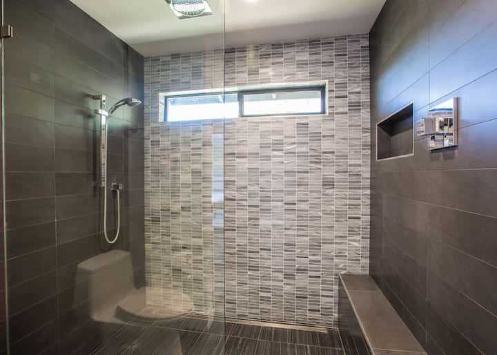 Bathroom tile in a walk in shower installation in El Monte, CA
